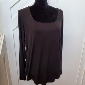 Basic Long Sleeve T-shirt Squared Neckline And Mesh Lining